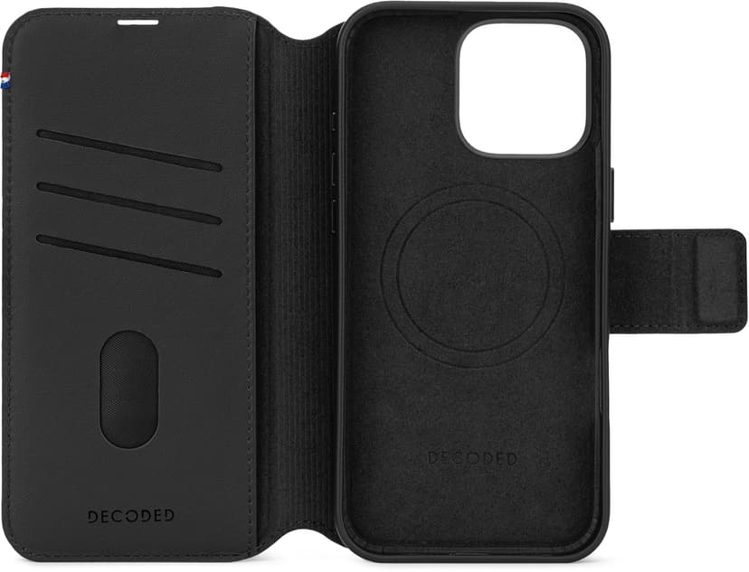 Decoded Leather Detachable Wallet iPhone 16 Pro Max Svart