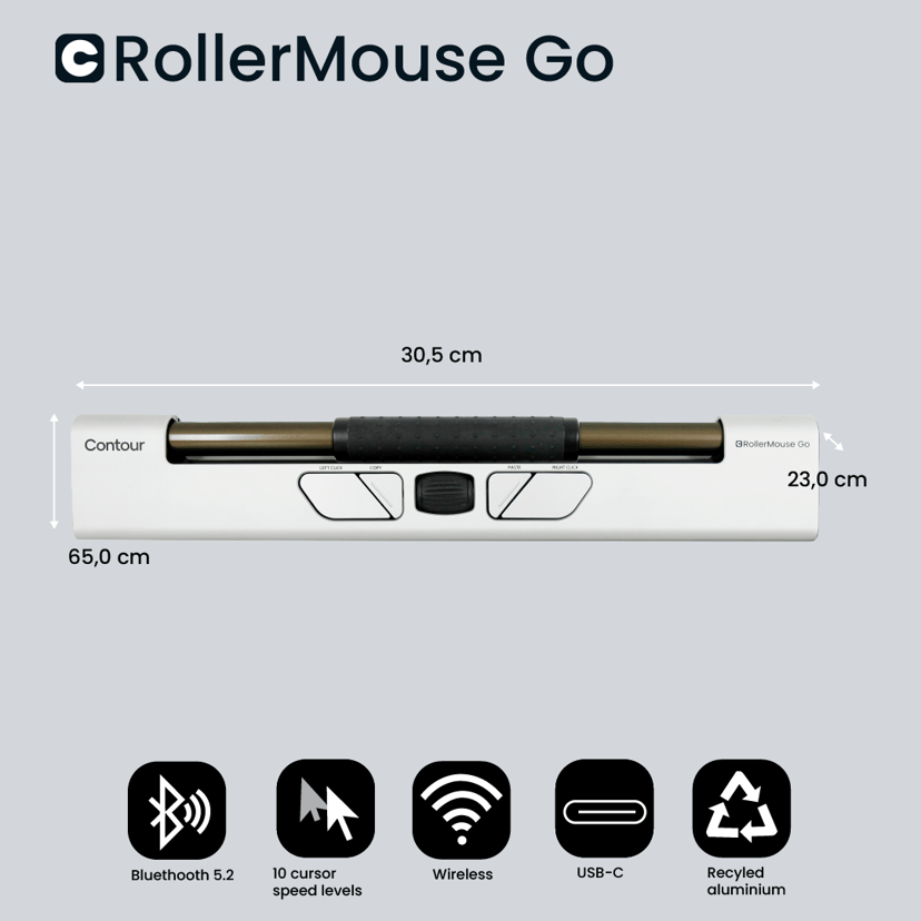 Contour Design RollerMouse Go RF Wireless + Bluetooth + USB-A Rullstav