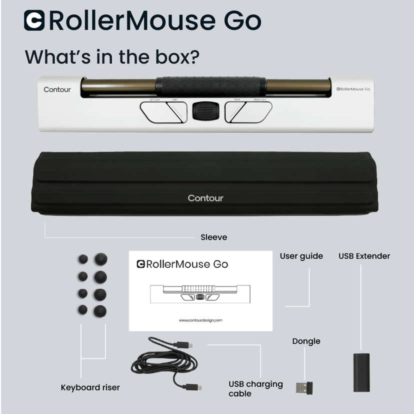 Contour Design RollerMouse Go RF Wireless + Bluetooth + USB Type-A