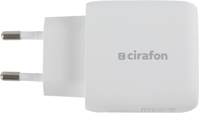 Cirafon Wall Charger 32W USB C+A PD/QC3.0 Hvid