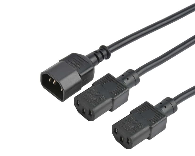 Prokord Strömkabel 0.6m C14 coupler 2 x C13-koppling Svart