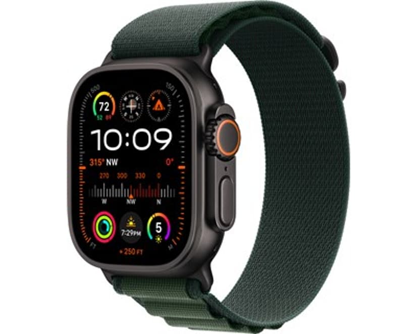 Apple Watch Ultra 2 GPS Cellular 49mm Black Titanium Case with Dark Green Alpine Loop Large MX4T3NF A Dustin