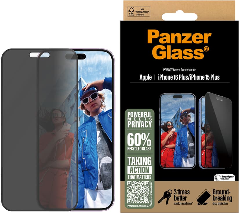 Panzerglass Ultra-Wide Fit Privacy iPhone 15 Plus, iPhone 16 Plus