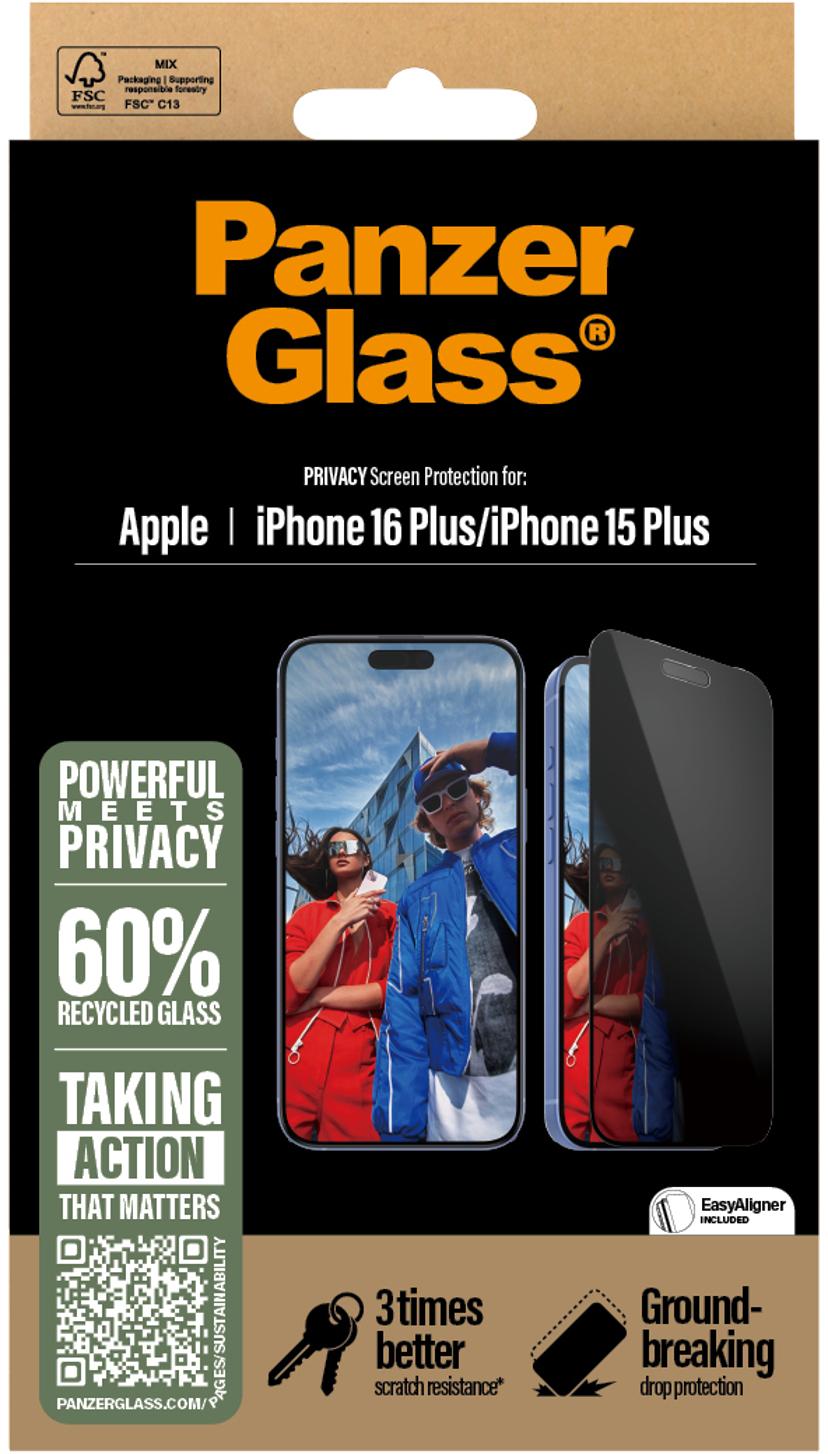 Panzerglass Ultra-Wide Fit Privacy skärmskydd iPhone 15 Plus, iPhone 16 Plus