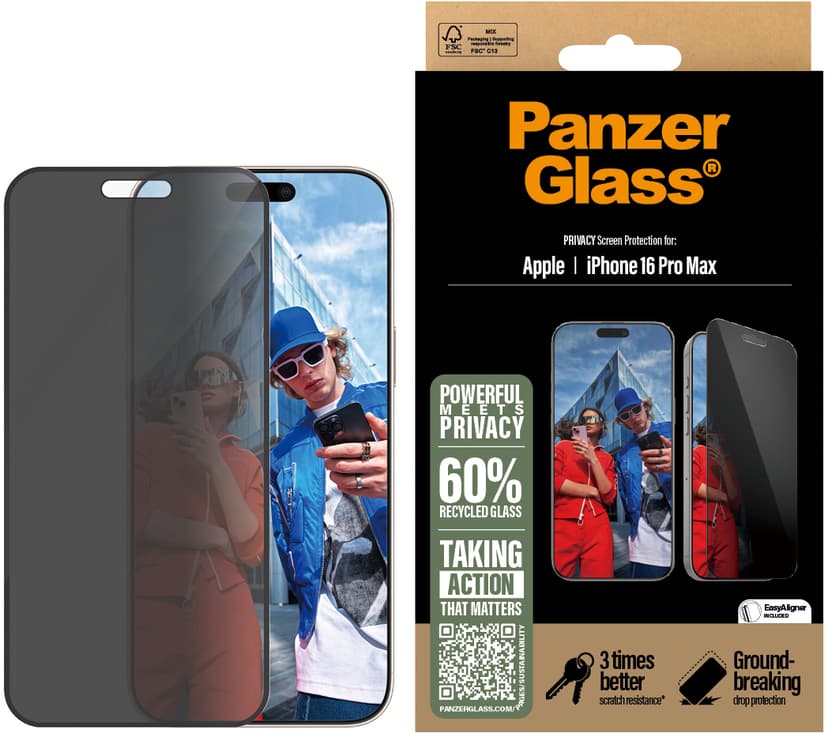 Panzerglass Ultra-Wide Fit Privacy skärmskydd iPhone 16 Pro Max