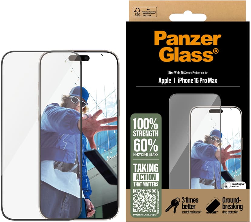 Panzerglass Ultra-Wide Fit skärmskydd iPhone 16 Pro Max