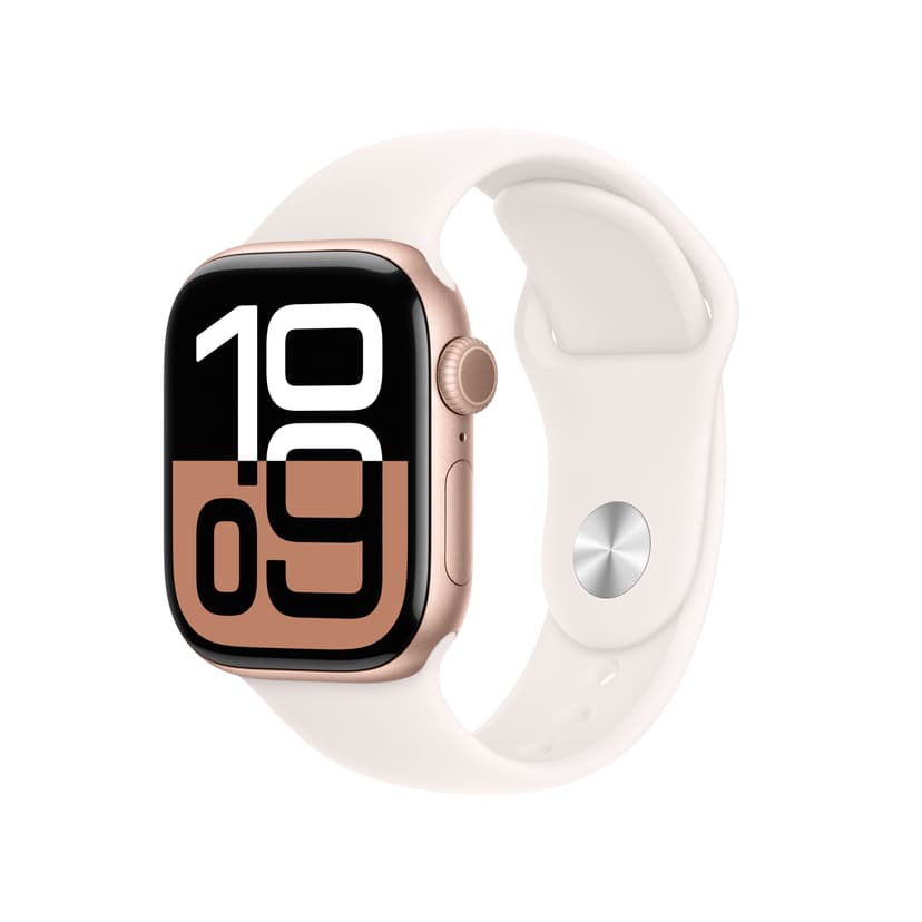 Apple Watch Series 10 GPS 42mm Rose Gold Aluminium Case with Light Blush Sport Band S M MWWH3QF A Dustinhome