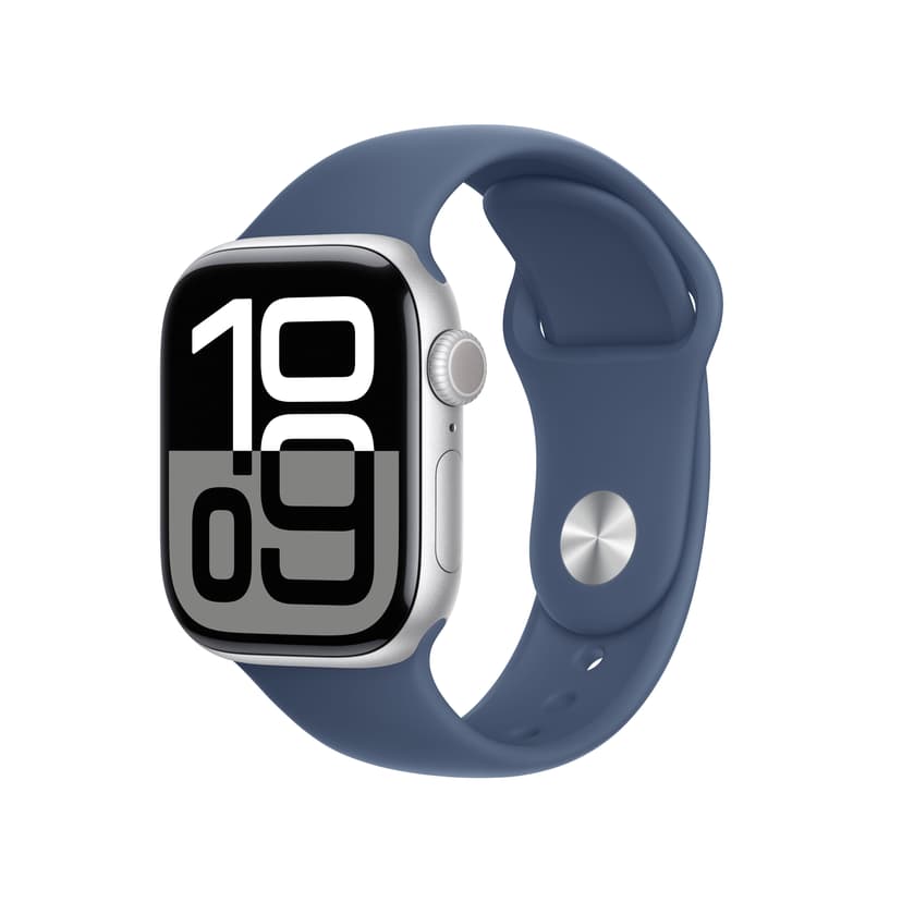 Apple Watch Series 10 GPS 42mm Silver Aluminium Case with Denim Sport Band S M MWWA3QF A Dustin