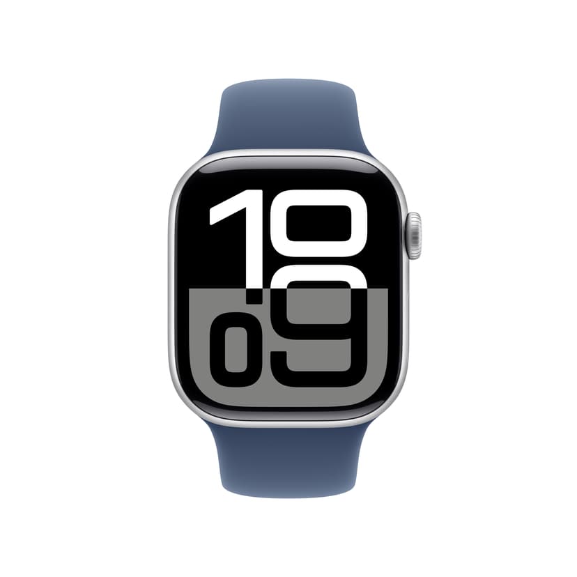 Apple Watch Series 10 GPS 42mm Silver Aluminium Case with Denim Sport Band S M