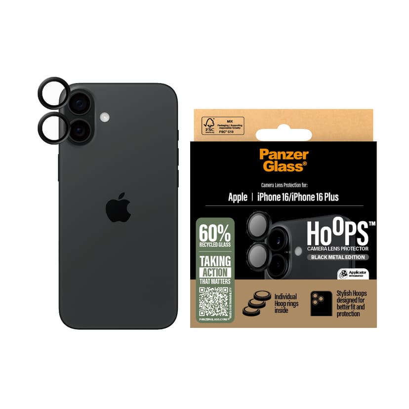 Panzerglass Hoops Black Lens Protector iPhone 16/iPhone 16 Plus