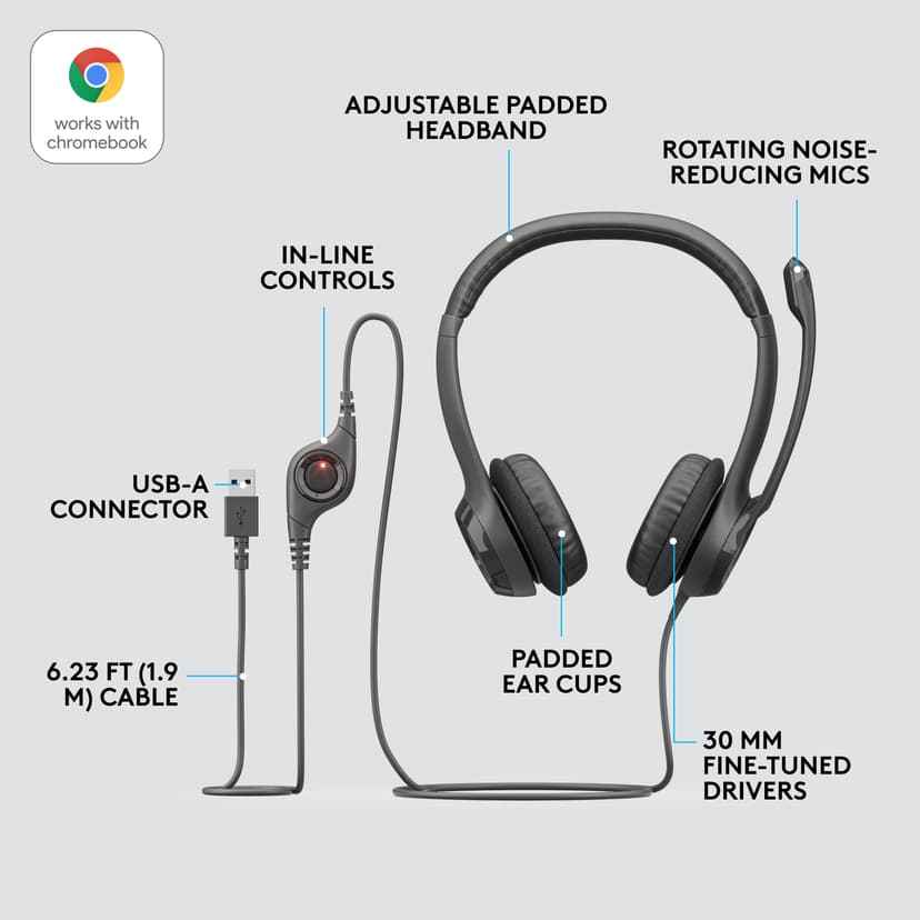Logitech H390 USB A-tyyppi Musta