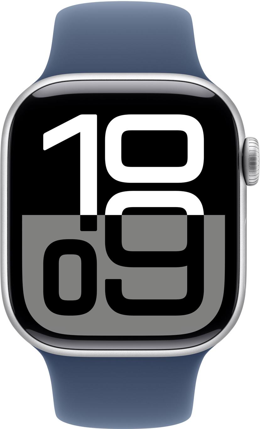 Apple Watch Series 10 GPS 42mm Silver Aluminium Case with Denim Sport Band - S/M