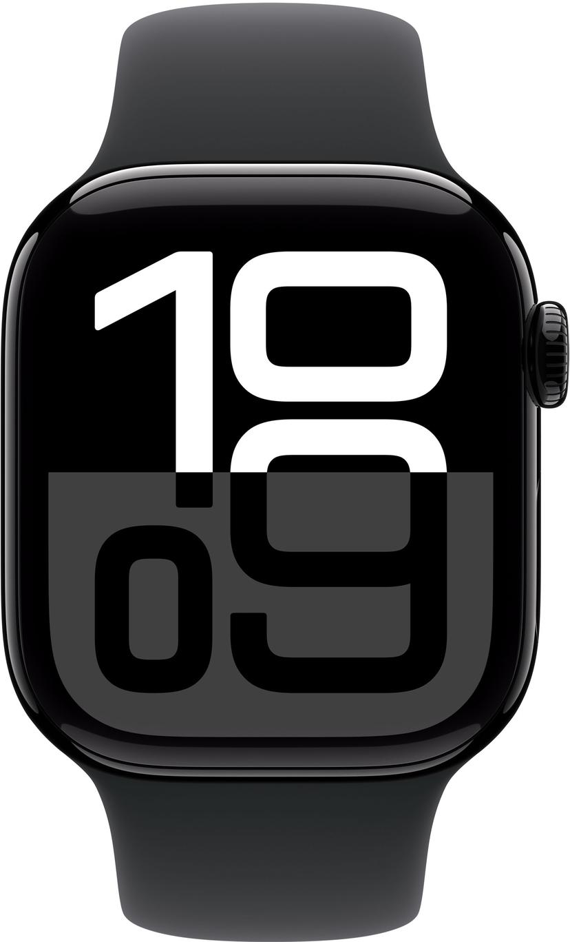 Apple Watch Series 10 GPS + Cellular 42mm Jet Black Aluminium Case with Black Sport Band - M/L Sort