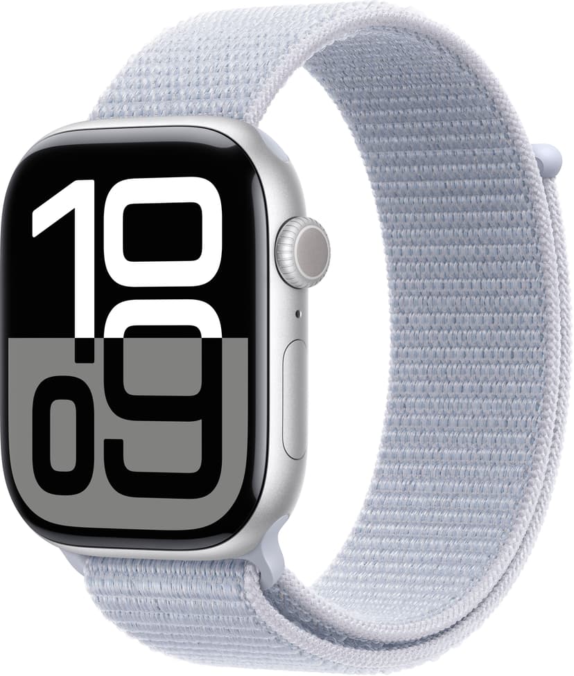 Apple Watch Series 10 GPS 46mm Silver Aluminium Case with Blue Cloud Sport Loop