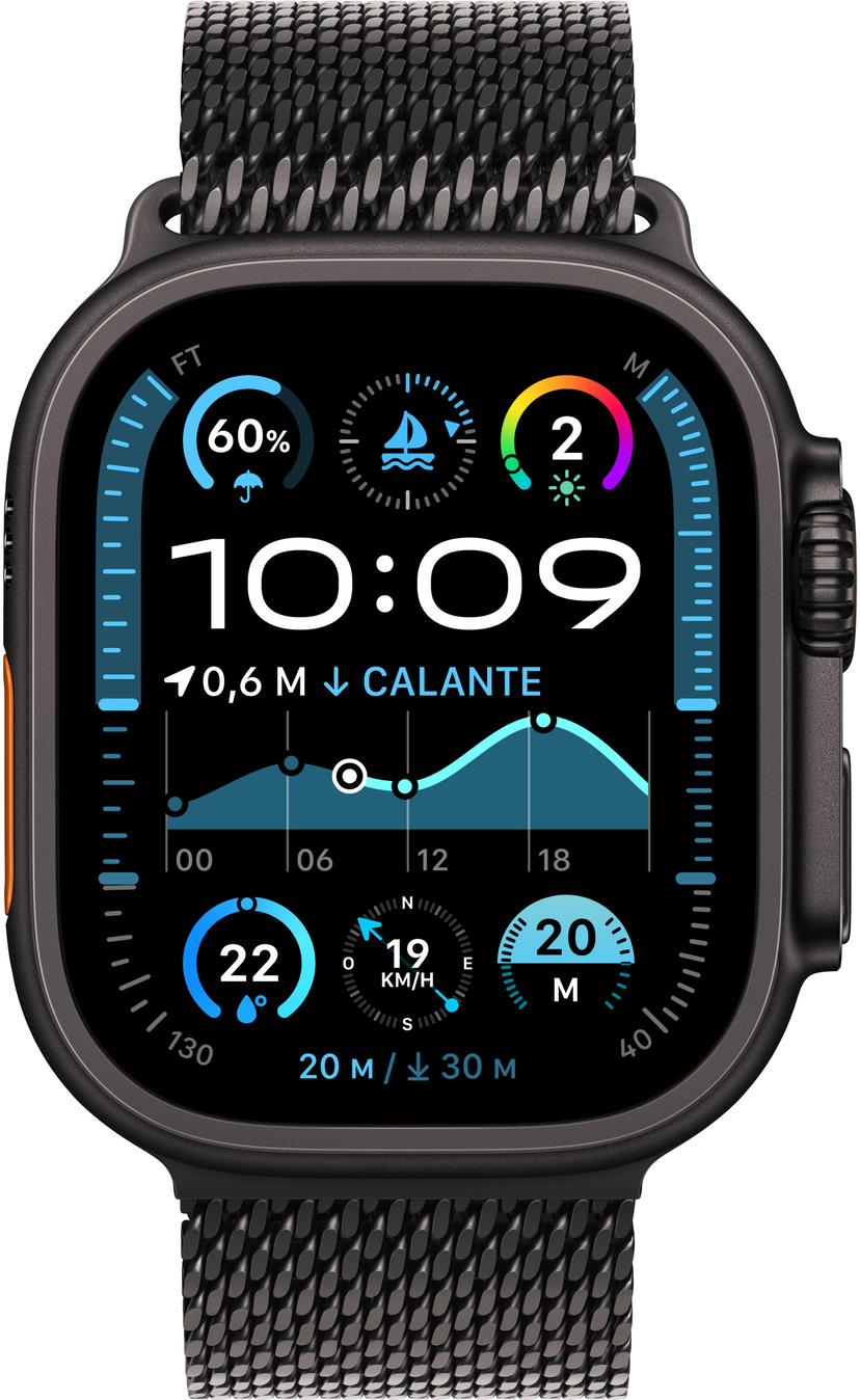 Apple Watch Ultra 2 GPS + Cellular 49mm Black Titanium Case with Black Titanium Milanese Loop - L Svart