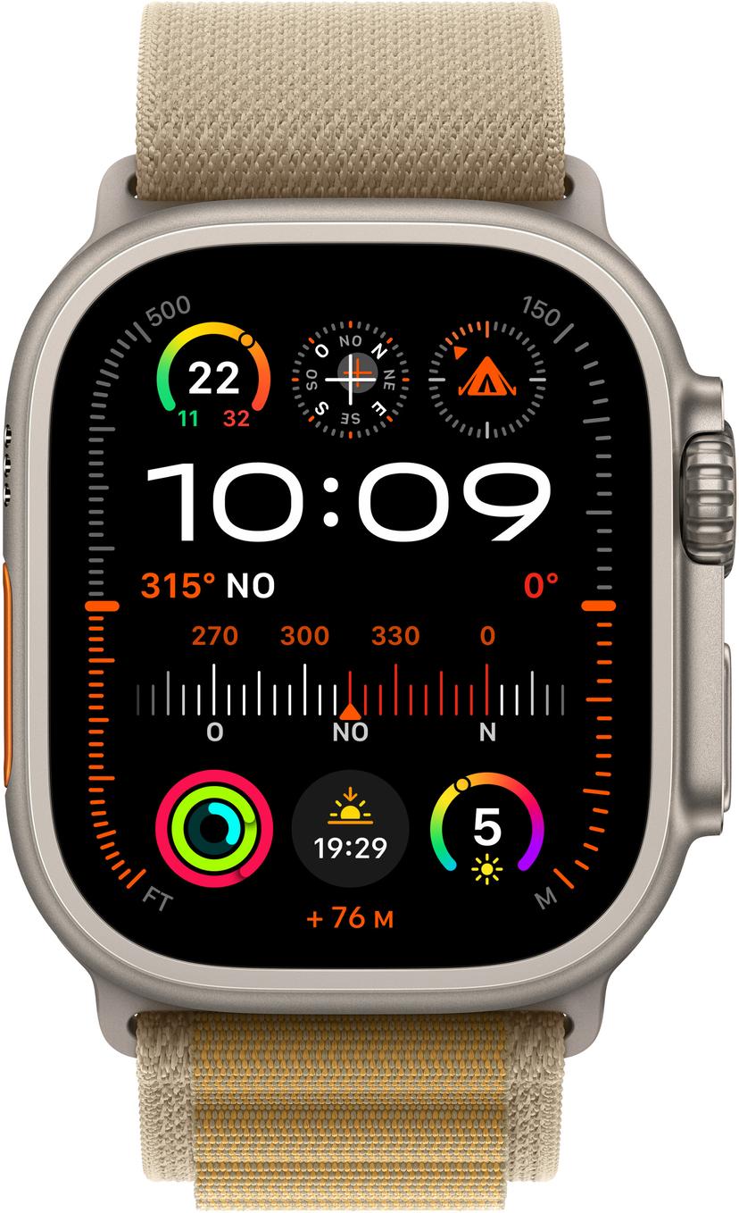 Apple Watch Ultra 2 GPS + Cellular 49mm Natural Titanium Case with Tan Alpine Loop - Small