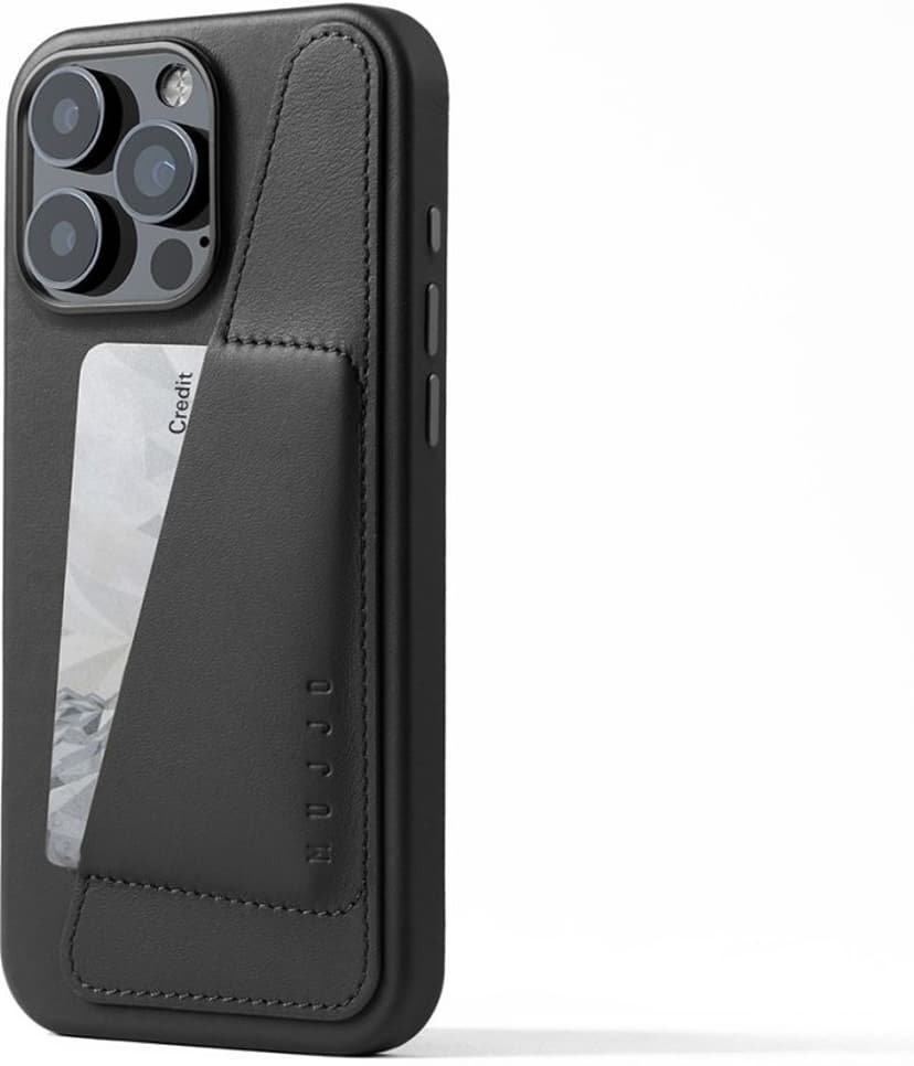 Mujjo Plånboksfodral i läder iPhone 16 Pro Svart