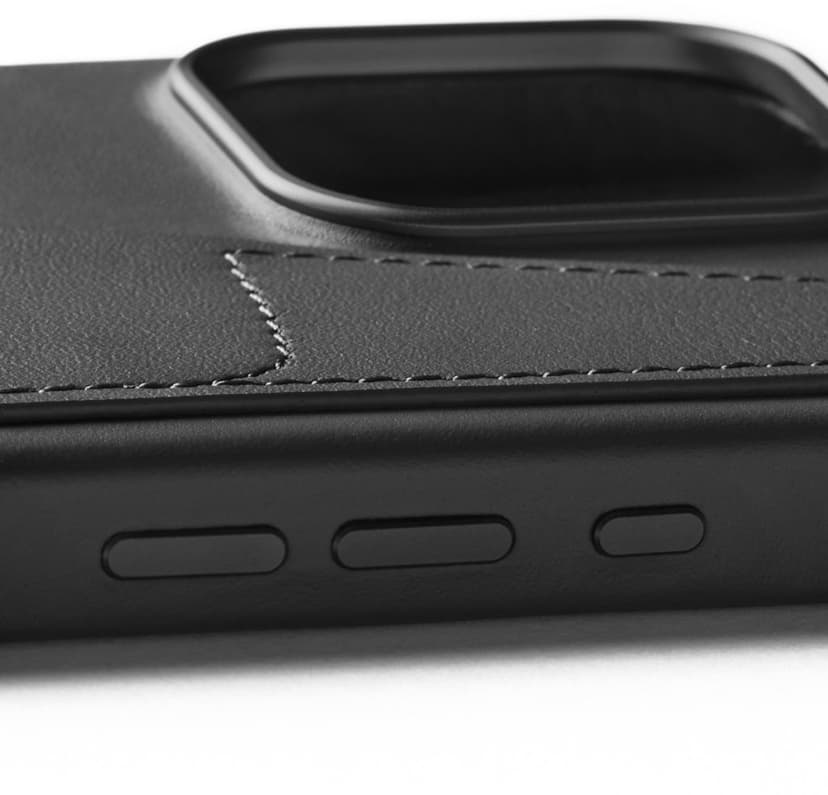 Mujjo Nahka lompakko tapauksessa iPhone 16 Pro Musta