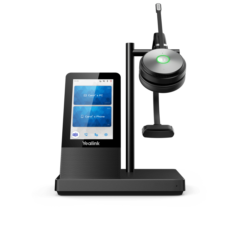 Yealink WH66 Mono UC Headset Trådlös Huvudband Kontor/callcenter USB Type-A Bluetooth Laddningsställ Svart USB Type-A Svart