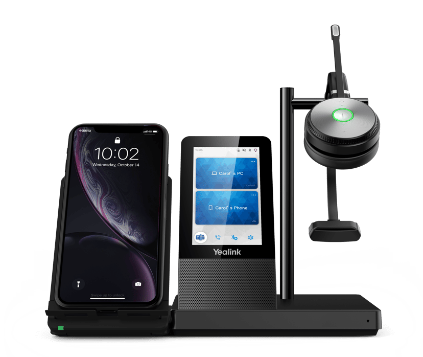 Yealink WH66 Mono UC Headset Trådlös Huvudband Kontor/callcenter USB Type-A Bluetooth Laddningsställ Svart USB Type-A Svart