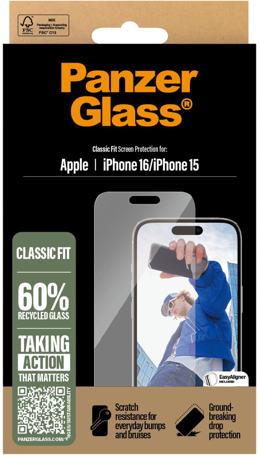 Panzerglass Classic Fit skärmskydd iPhone 15, iPhone 16