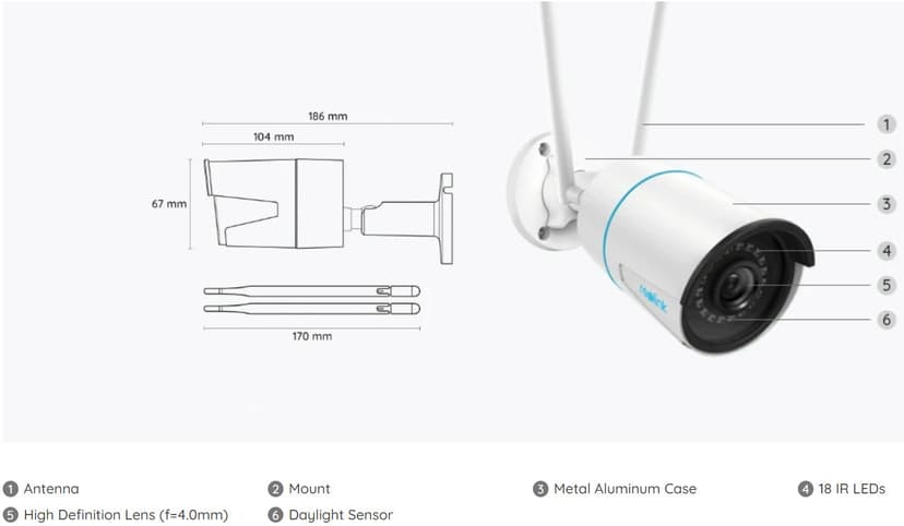 Reolink W320 Langaton 5mp Turvakamera IP66