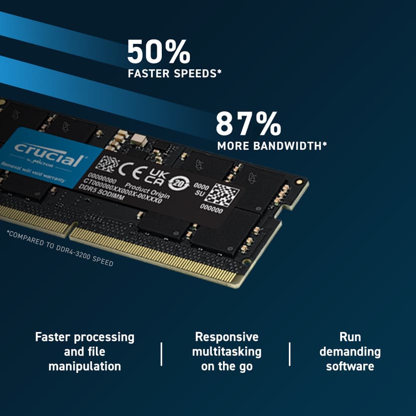 Crucial CT16G56C46S5 RAM-minnen 16 GB 1 x 16 GB DDR5 5600 MHz ECC 16GB 5600MHz DDR5
