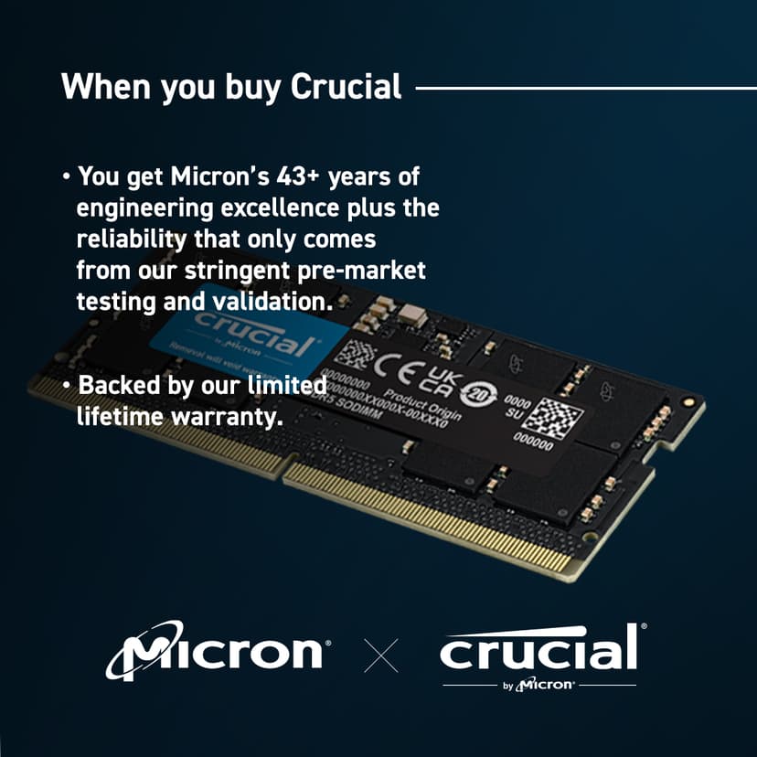 Crucial CT16G56C46S5 RAM-minnen 16 GB 1 x 16 GB DDR5 5600 MHz ECC 16GB 5600MHz DDR5