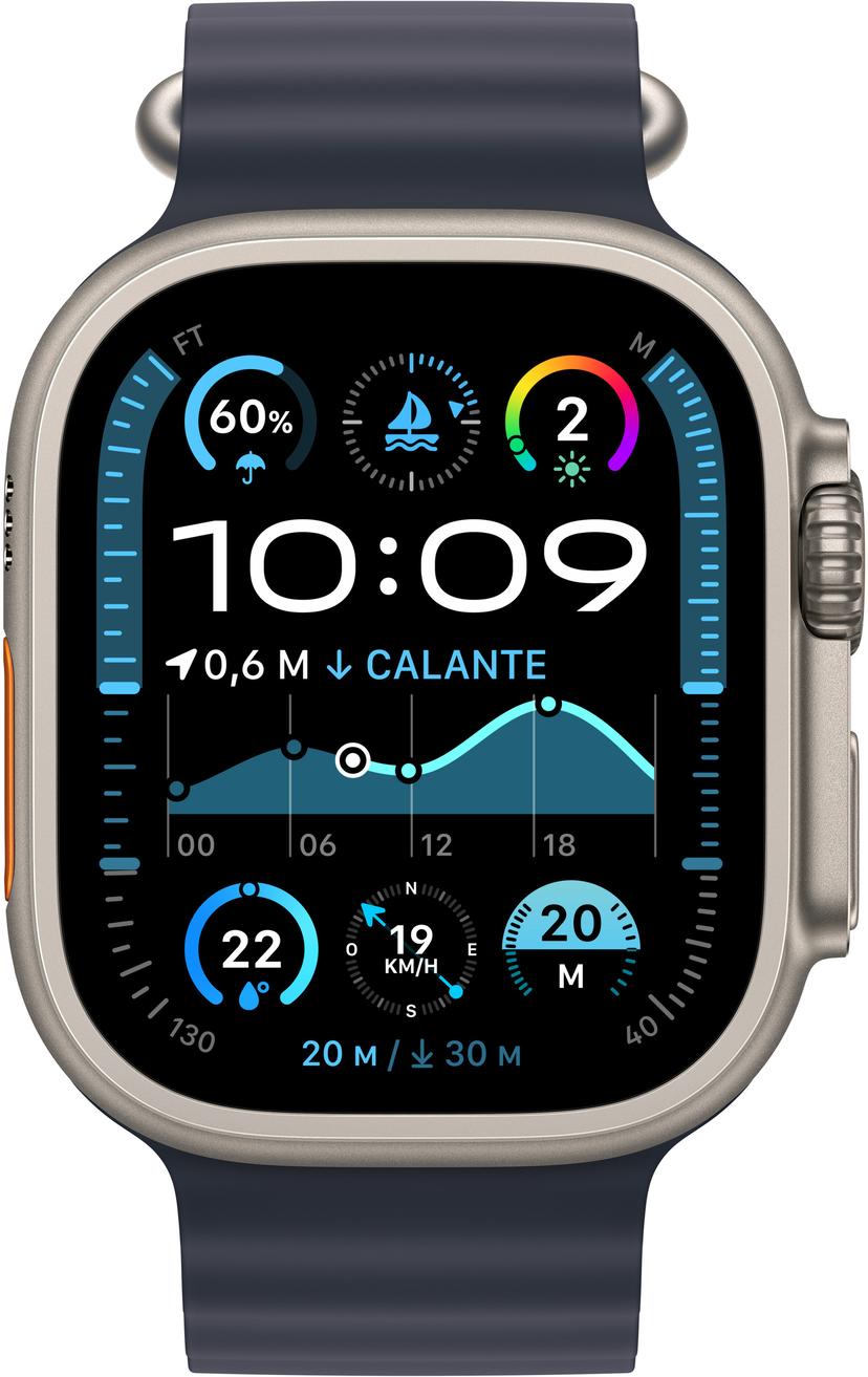 Apple Watch Ultra 2 GPS Cellular 49mm Natural Titanium Case with Navy Ocean Band MX4D3NF A Dustinhome