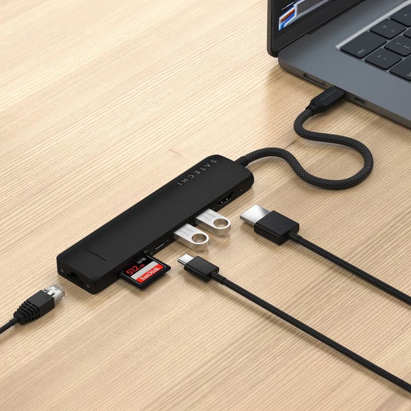 Satechi 7-in-1 USB-C-moniporttisovitin Ethernetillä USB-C