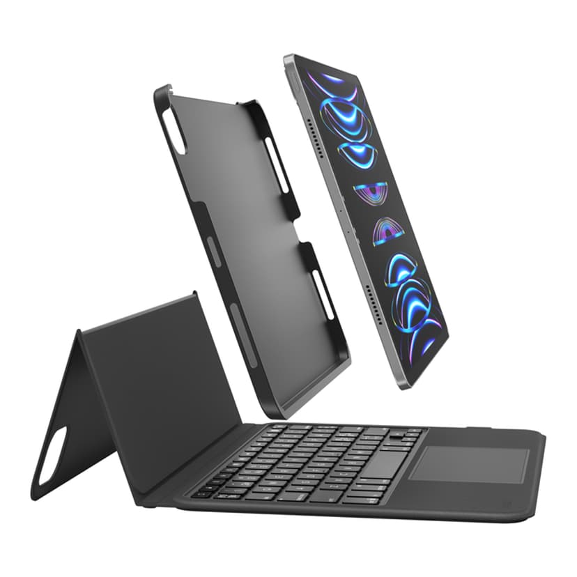 Belkin Everyday-hoes met toetsenbord en houder voor iPad Air 10,9" en iPad Pro 11" iPad Air 10.9" 4th gen, iPad Air 10.9" 5th gen, iPad Air 11" (2024), iPad Pro 11" 3rd gen, iPad Pro 11" 4th gen Nederlands Zwart