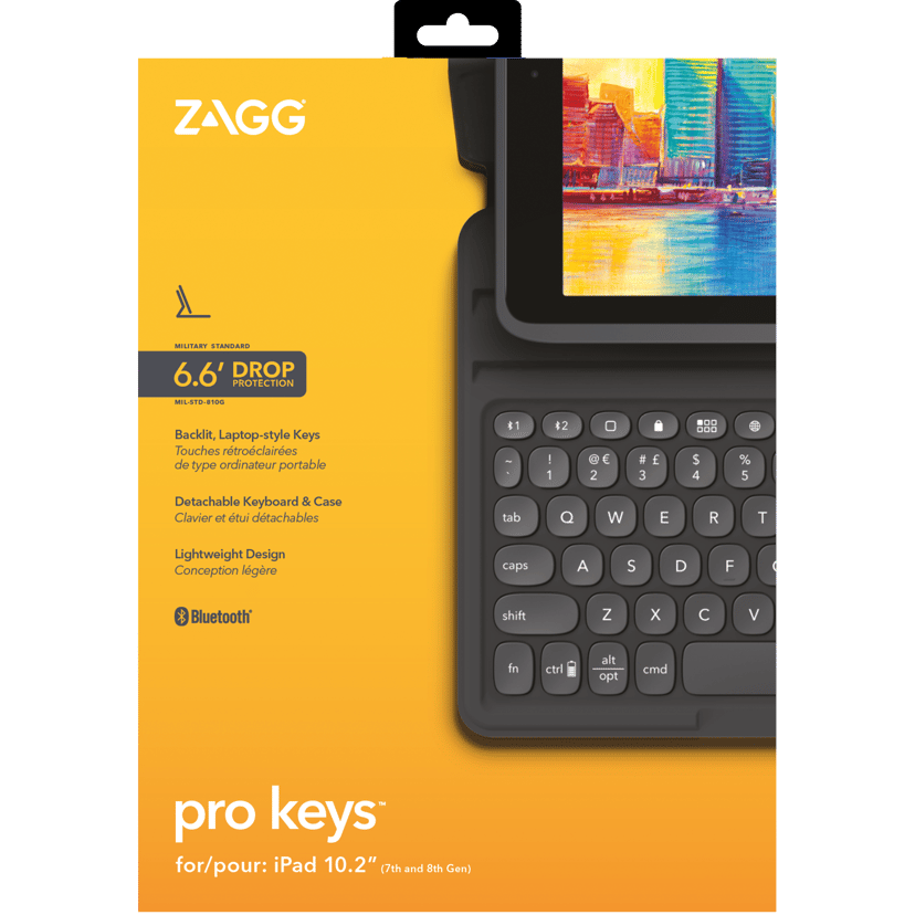 Zagg Keyboard Pro Keys iPad 10.2" 7th gen, iPad 10.2" 8th gen, iPad 10.2" 9th gen Brits Engels Grijs, Zwart