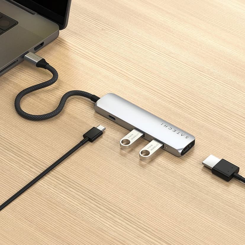 Satechi 4-i-1 USB-portadapter for USB-C Slim Multiport