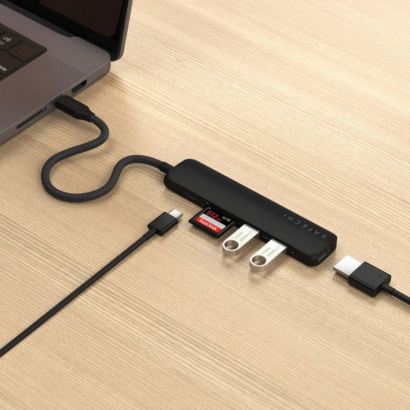 Satechi 6-i-1 USB-C Slim Multiport-adapter USB-C