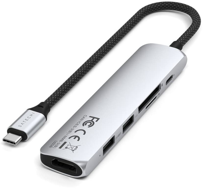 Satechi 6-i-1 USB-C Slim Multiport-adapter USB-C