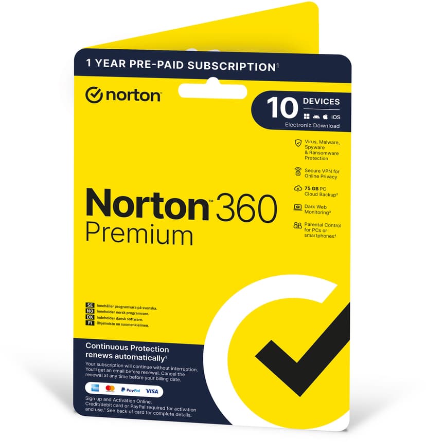 Norton 360 Premium 10 enheter 1 år
