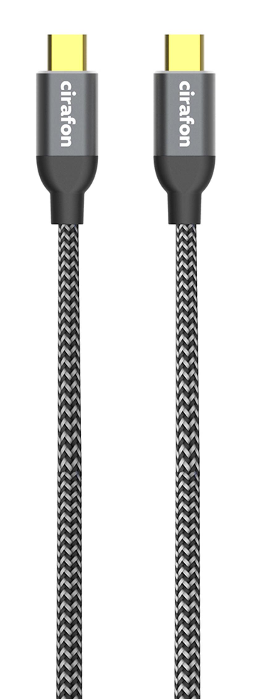 Cirafon USB C-kabel  (60W) 1.2m. USB C USB C Sort
