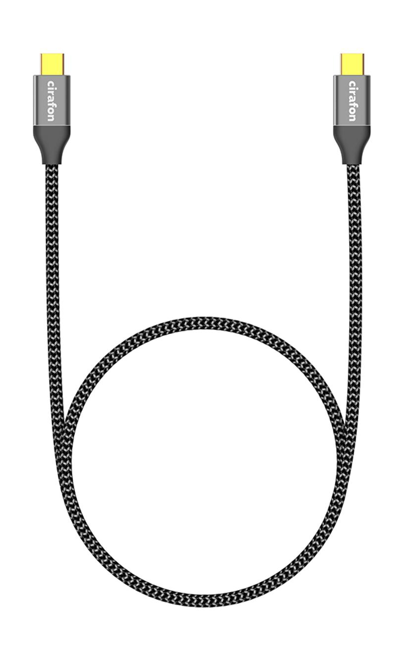 Cirafon USB C-kabel  (60W) 1.2m. USB C USB C Sort