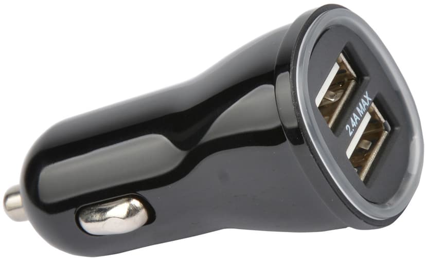 Cirafon Car Charger 1Amp 2xUSB Black Boost Charger Black Zwart