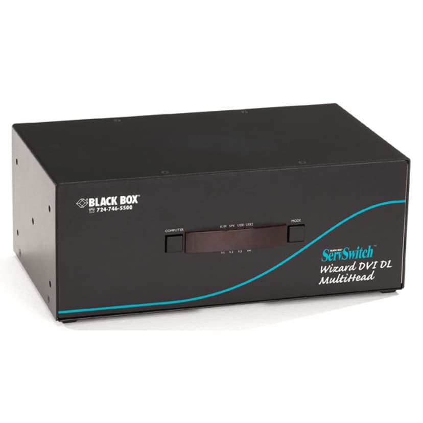 Black Box KVM Switch - 3X DVI-D Dl Audio USB 2.0 4-Port