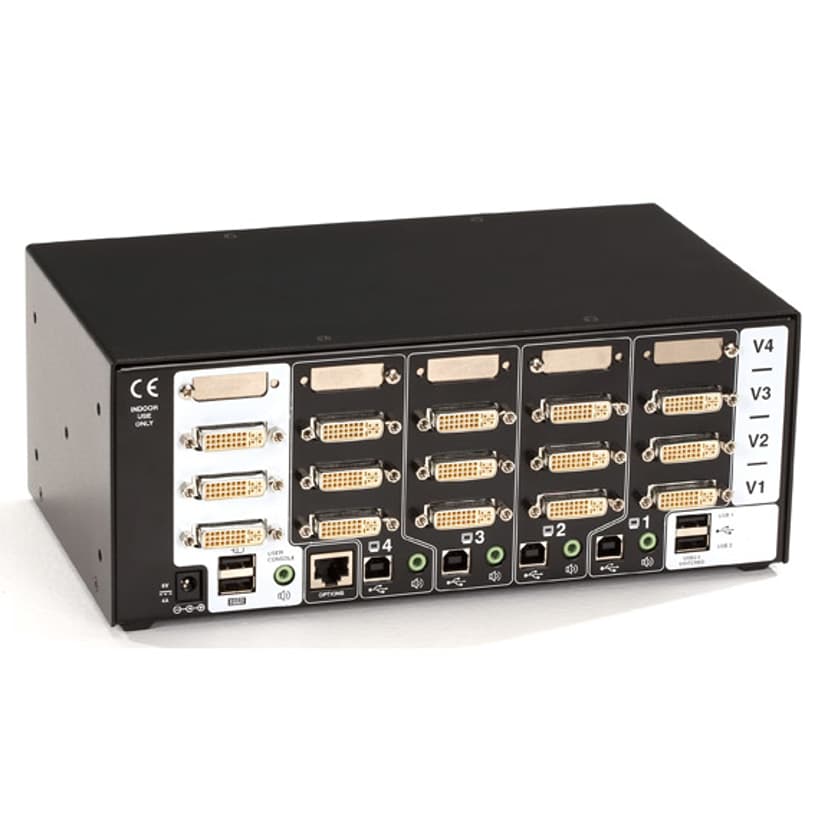 Black Box KVM Switch - 3X DVI-D Dl Audio USB 2.0 4-Port
