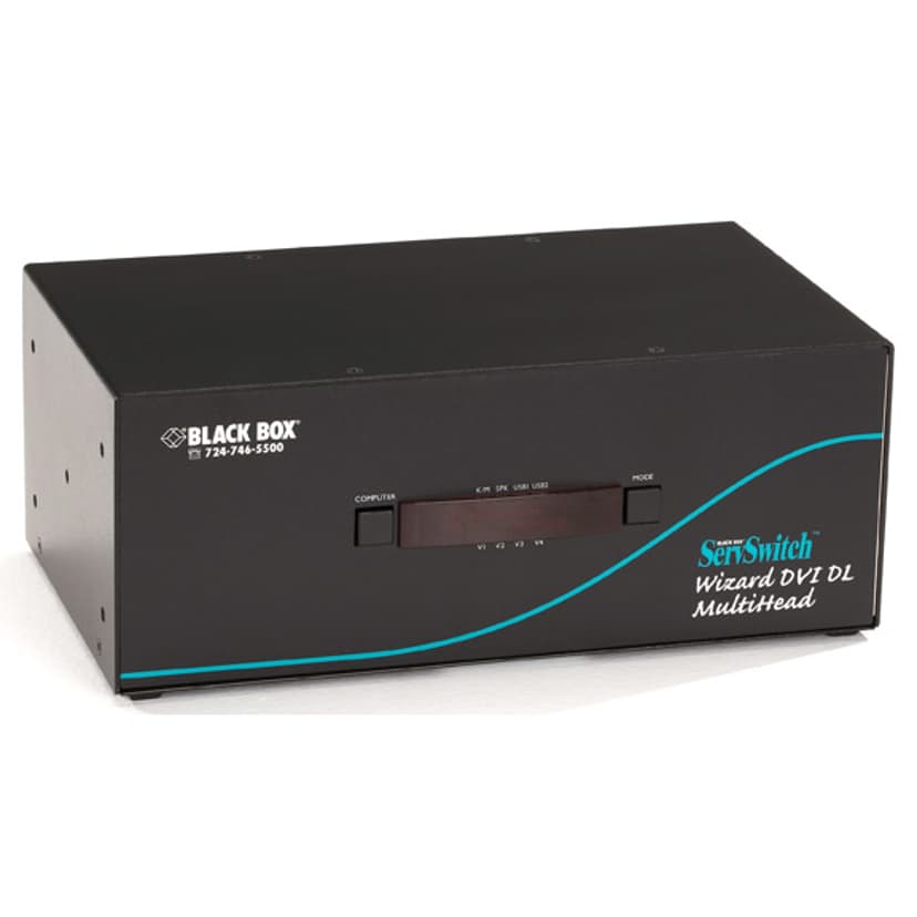 Black Box KVM Switch - Dual DVI-D Dl Audio USB 2.0 4-Port