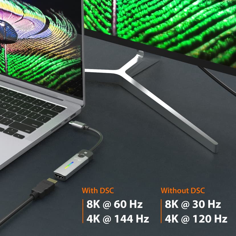 J5 Create JCA157-N USB-C to HDMI 2.1 8K Adapter 0.1m USB C HDMI Grå, Svart