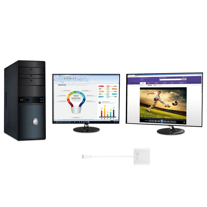J5 Create JUA365 USB 3.0 to Dual HDMI Multi-Monitor Adapter
