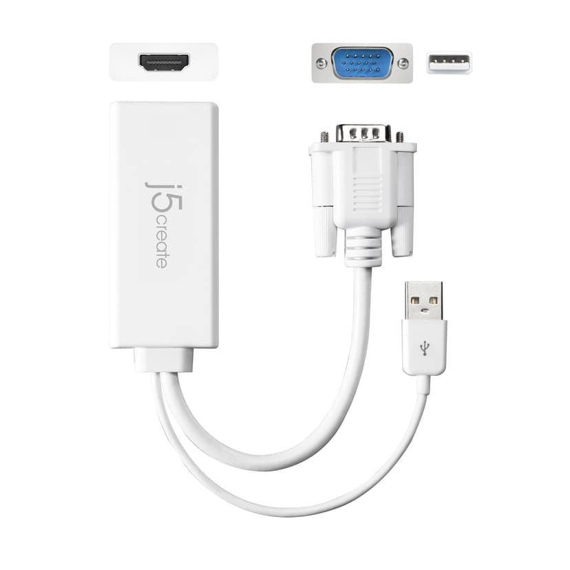 J5 Create JDA214 VGA to HDMI Video Audio Adapter 0.176m VGA, USB-A HDMI Vit