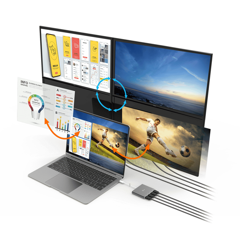J5 Create JCA366-N USB-C to 4-Port HDMI Multi-Monitor Adapter