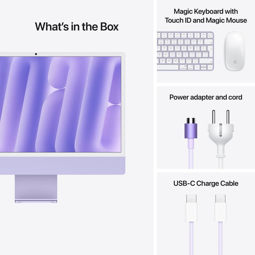 Apple iMac (2024) 24" Violetti Apple M4 24GB 512GB 23.5"