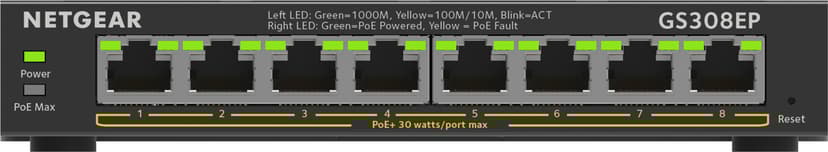 Netgear GS308EP - 8-Poorts Gigabit Ethernet PoE+ Plus Switch (GS308EP-100PES)