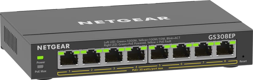 Netgear GS308EP - 8-Poorts Gigabit Ethernet PoE+ Plus Switch (GS308EP-100PES)