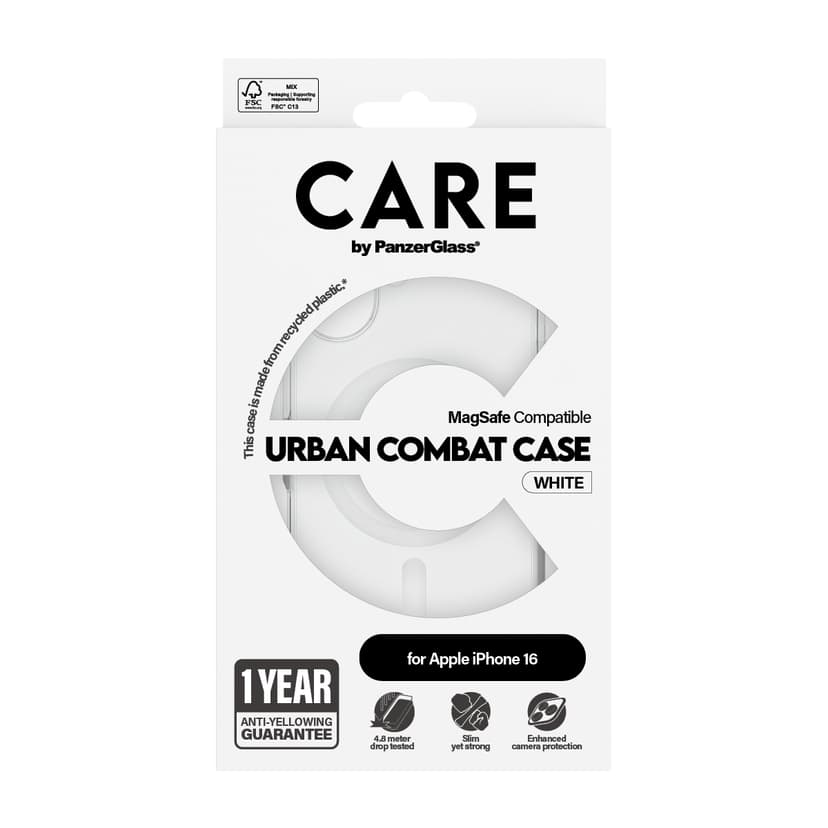 Panzerglass CARE Urban Combat Case MagSafe iPhone 16 Gjennomsiktig